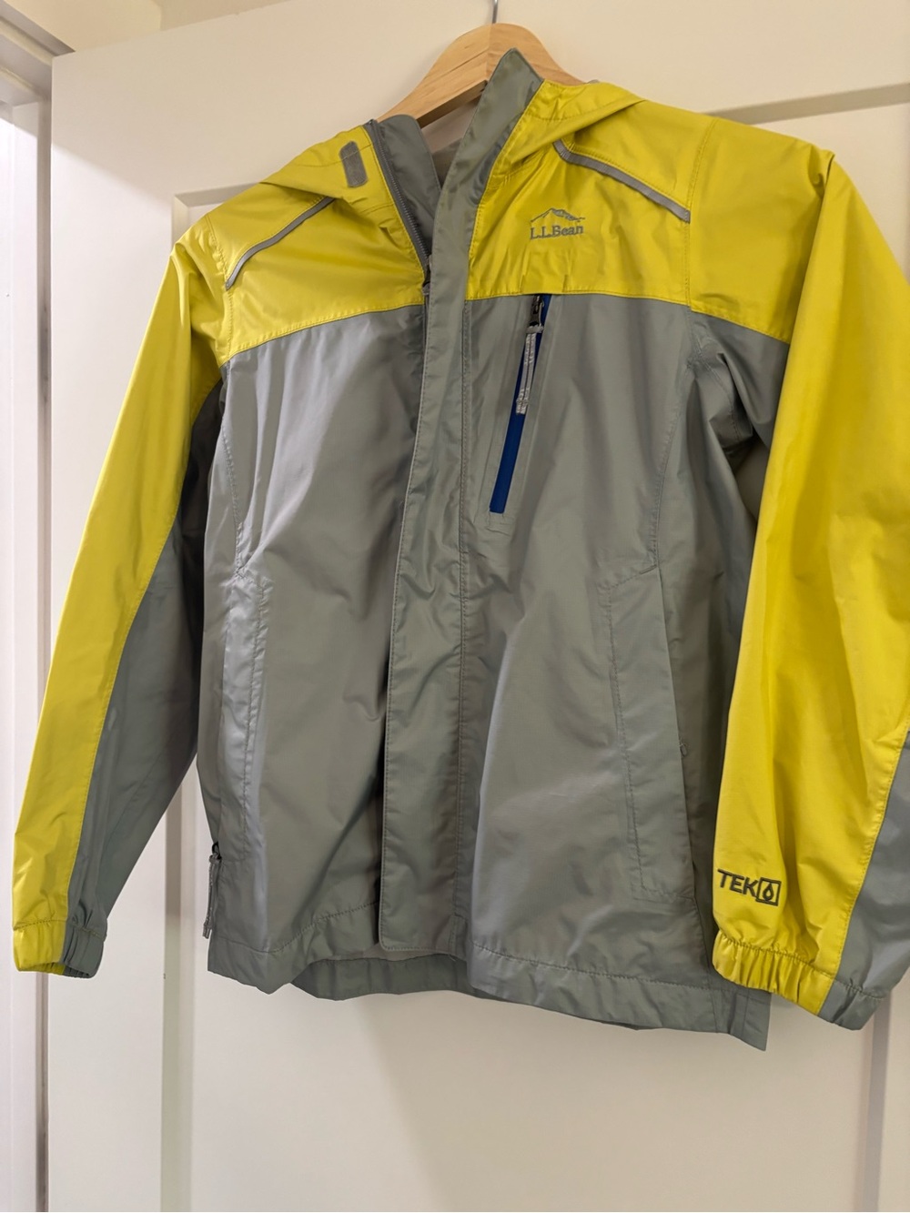 L.L. Bean Kids' Waterproof Hooded Jacket - Yellow & Gray